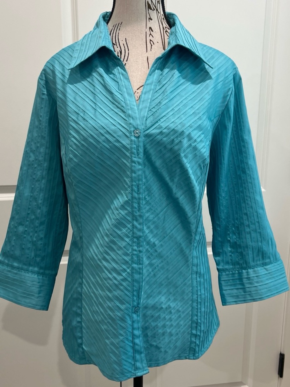 Dressbarn Turquoise Button-Front Shirt, XL